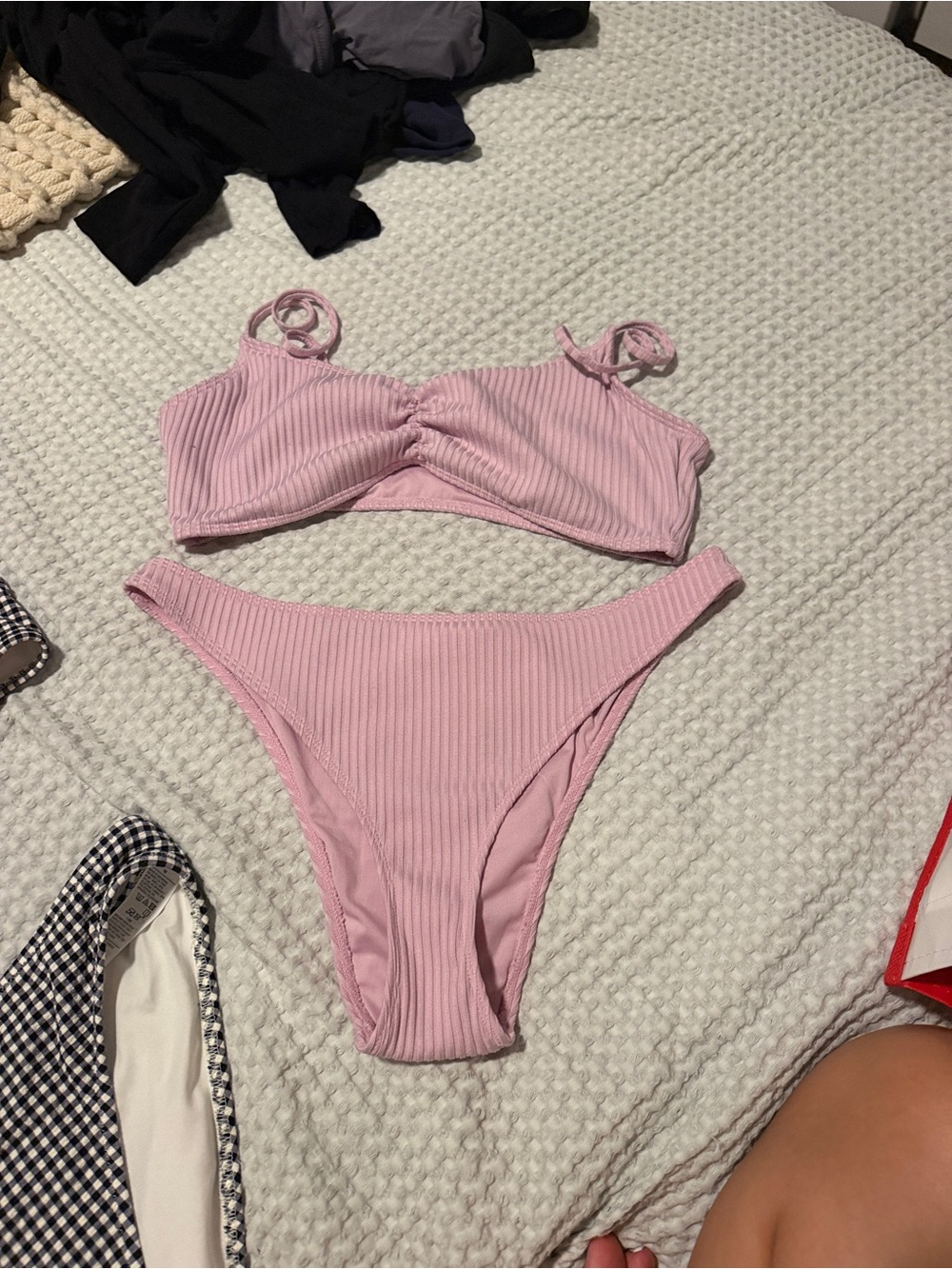 Ribbed Light Pink Bikini Set